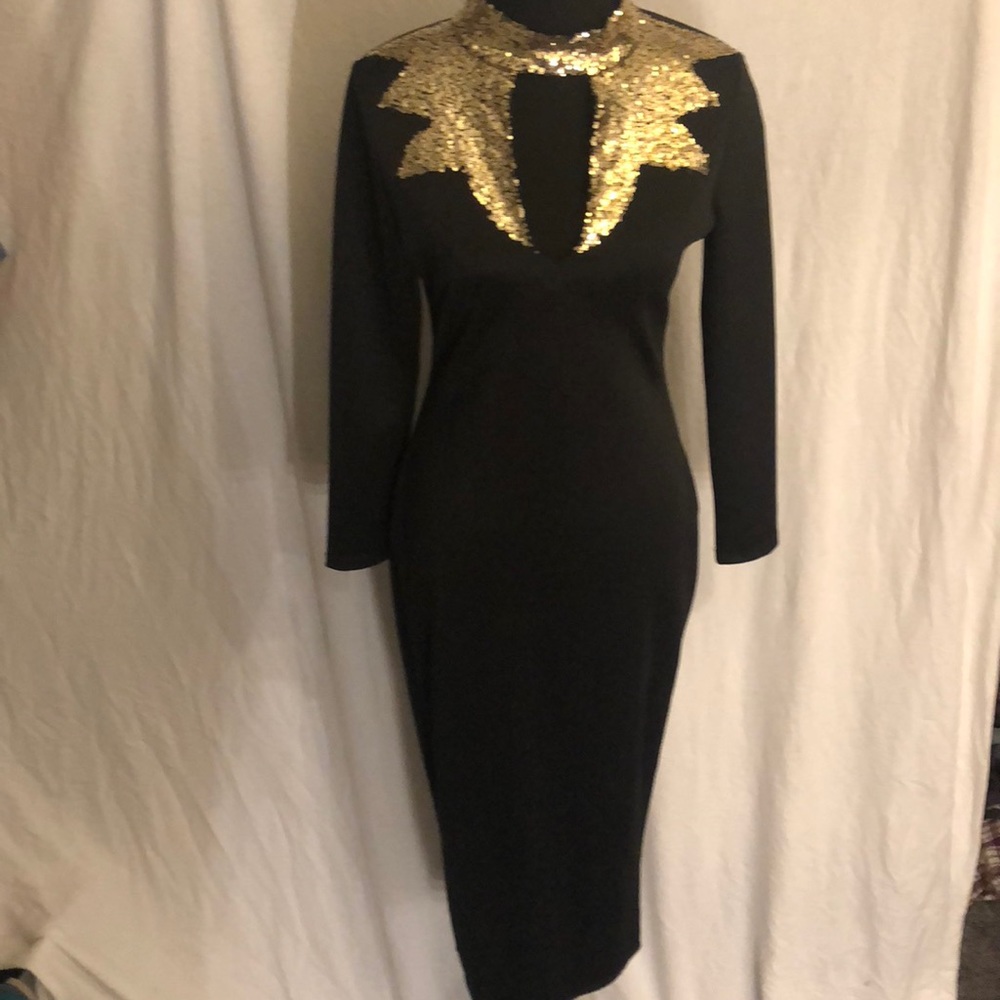 Black long tight fitted dress